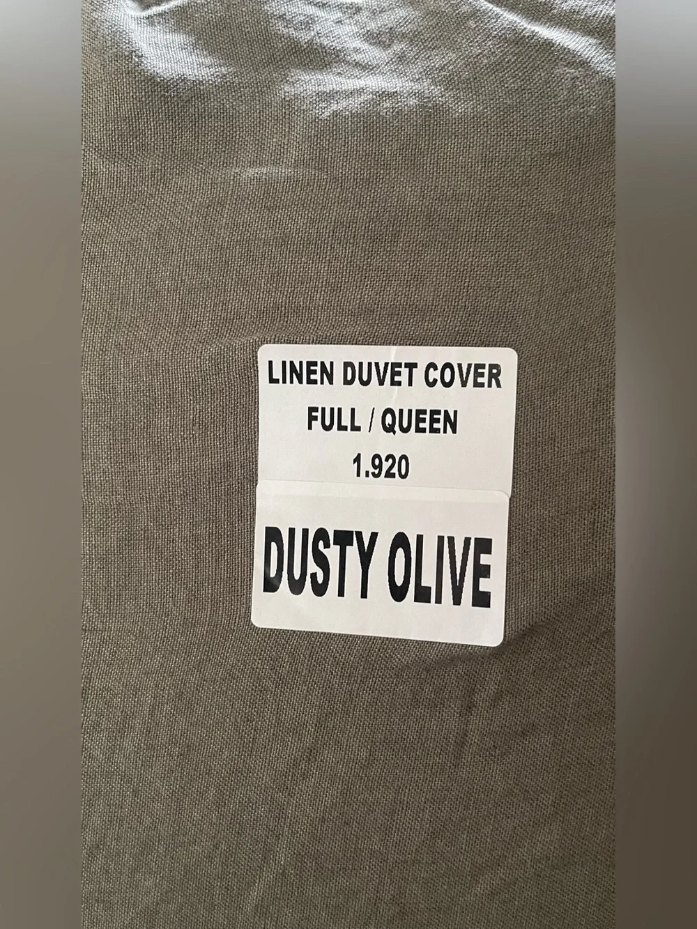 NWT Quince European Linen 1 Piece Duvet Cover, Full/Queen (Dusty Olive)